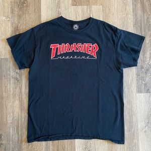 Thrasher Black T-shirt with red logo
